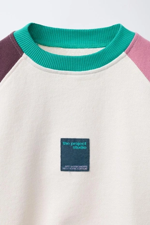 Толстовка с цветными блоками и нашивкой- Заказать в России