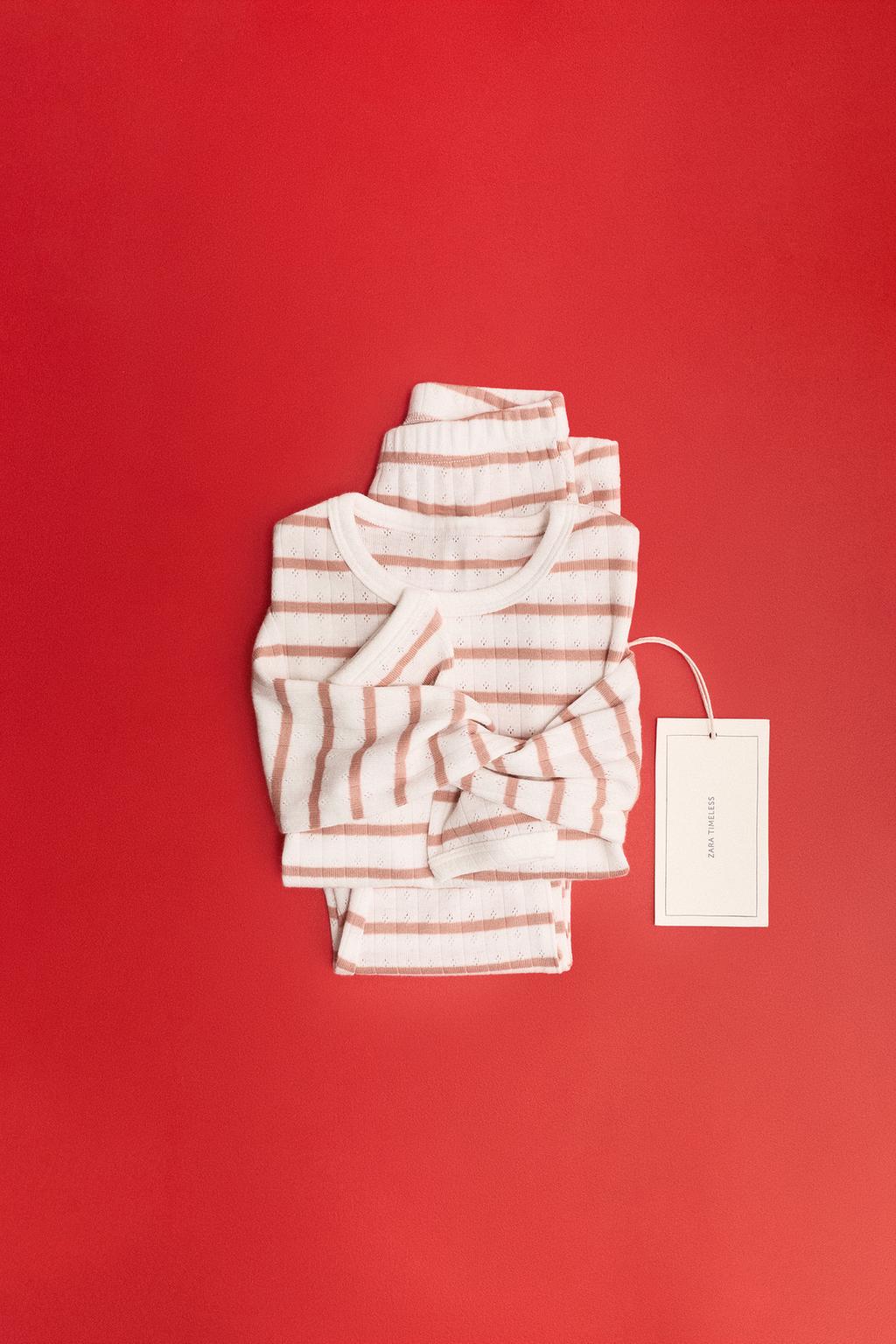 ZARA TIMELESS - ПИЖАМА С АЖУРНЫМ УЗОРОМ В ПОЛОСКУ