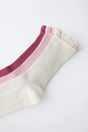 Набор из трех пар высоких носков с волнистыми кромками- Заказать в России