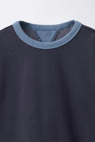 Толстовка с контрастным воротником и декоративными швами- Заказать в России