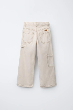 Брюки карго экрю со строчкой- Заказать в России