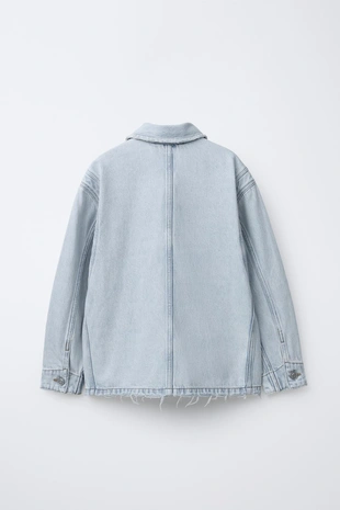 Джинсовая куртка-рубашка с карманами- Заказать в России