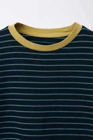 Футболка в полоску с контрастным воротником- Заказать в России