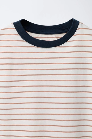 Футболка в полоску с контрастным воротником- Заказать в России