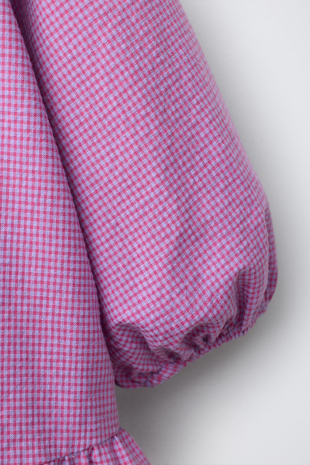 ПЛАТЬЕ В КЛЕТКУ ВИШИ С ЦВЕТОЧНЫМ ВОРОТНИКОМ