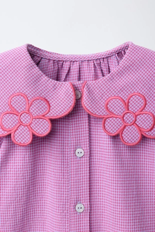 Платье в клетку виши с цветочным воротником- Заказать в России