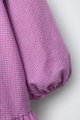 Платье в клетку виши с цветочным воротником- Заказать в России