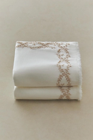 Набор гостевых полотенец с вышивкой растений (набор из 2)- Заказать в России