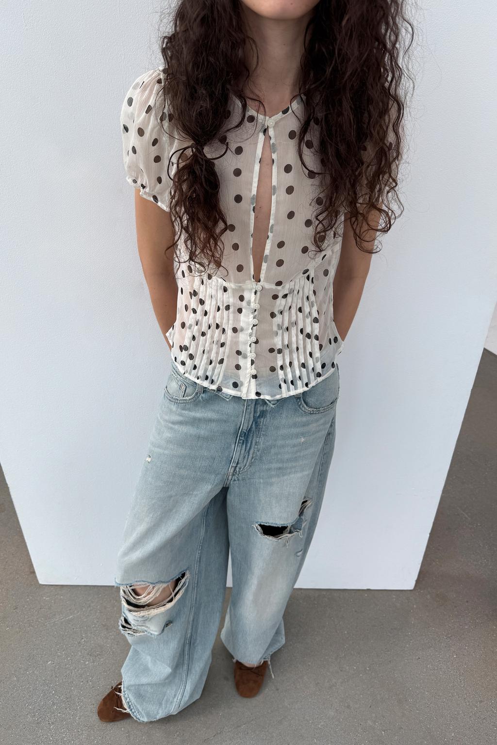 ДЖИНСЫ TRF СО СРЕДНЕЙ ПОСАДКОЙ И ОТЛОЖНЫМ ПОЯСОМ