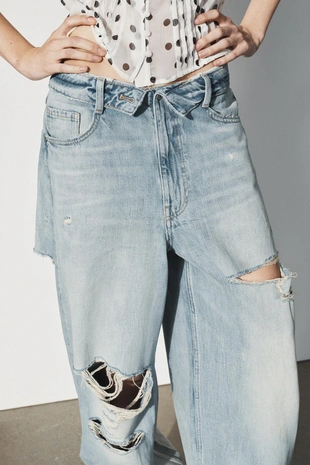 Джинсы TRF со средней посадкой и отложным поясом- Заказать в России