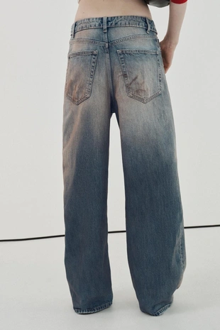 Джинсы TRF со средней посадкой и отворотом на поясе