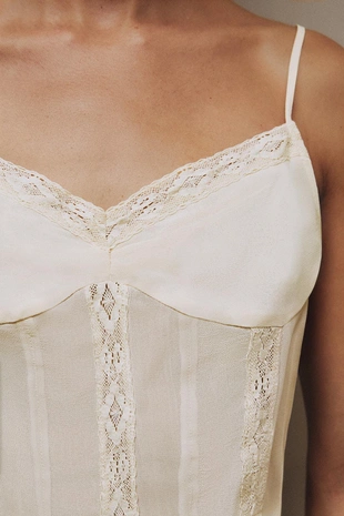 Топ из хлопка с кружевными деталями- Заказать в России