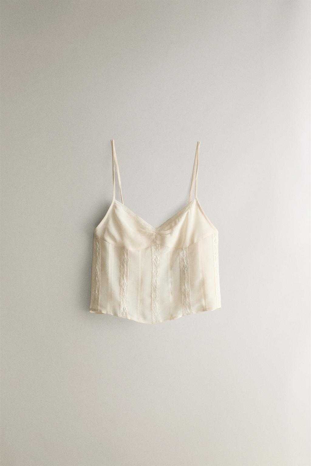 Топ из хлопка с кружевными деталями