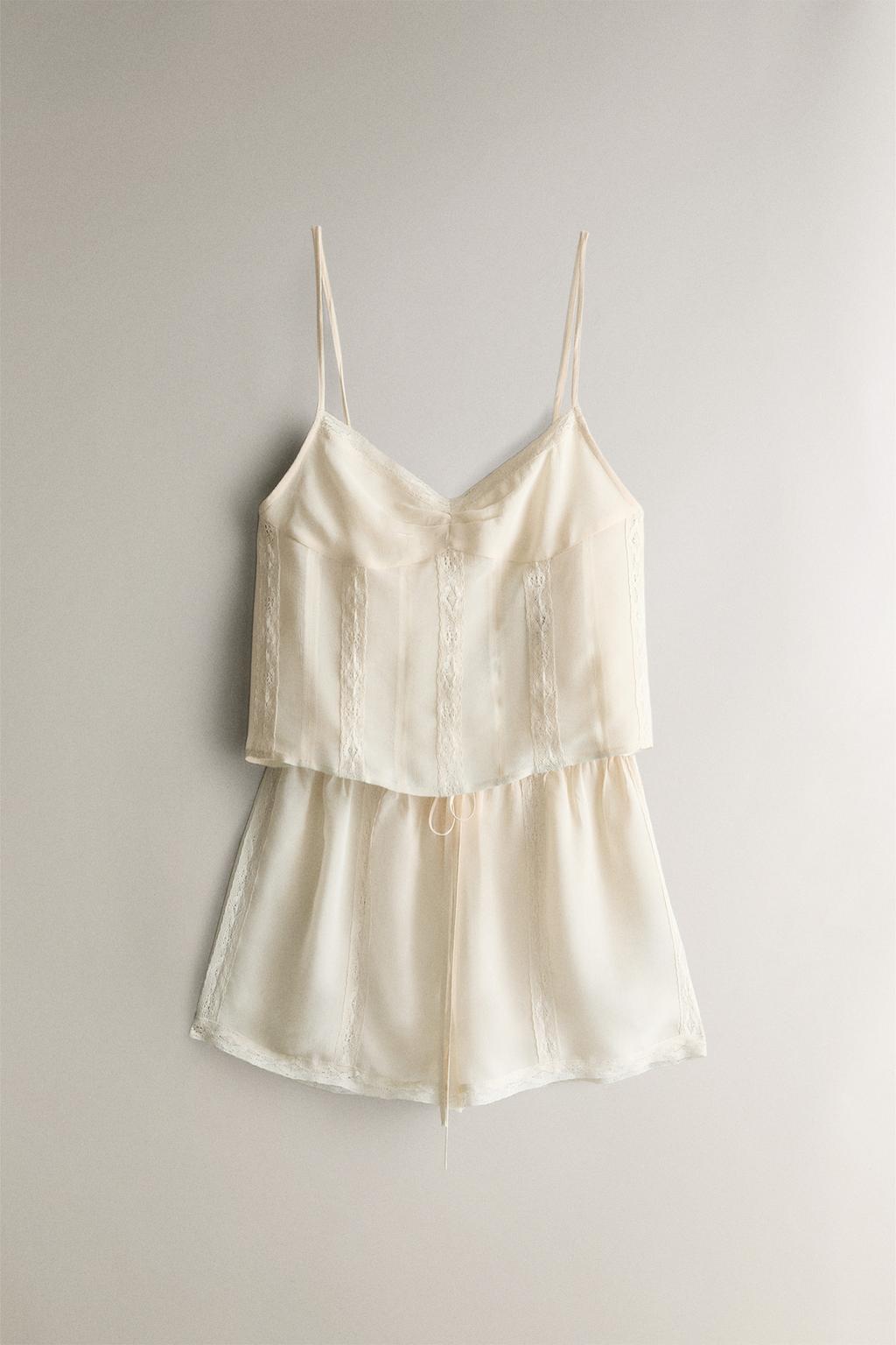 Топ из хлопка с кружевными деталями