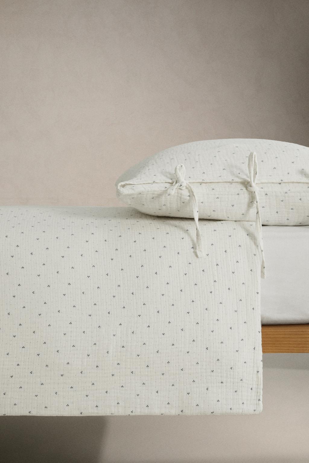 Детский хлопковый одеяльный чехол в горошек