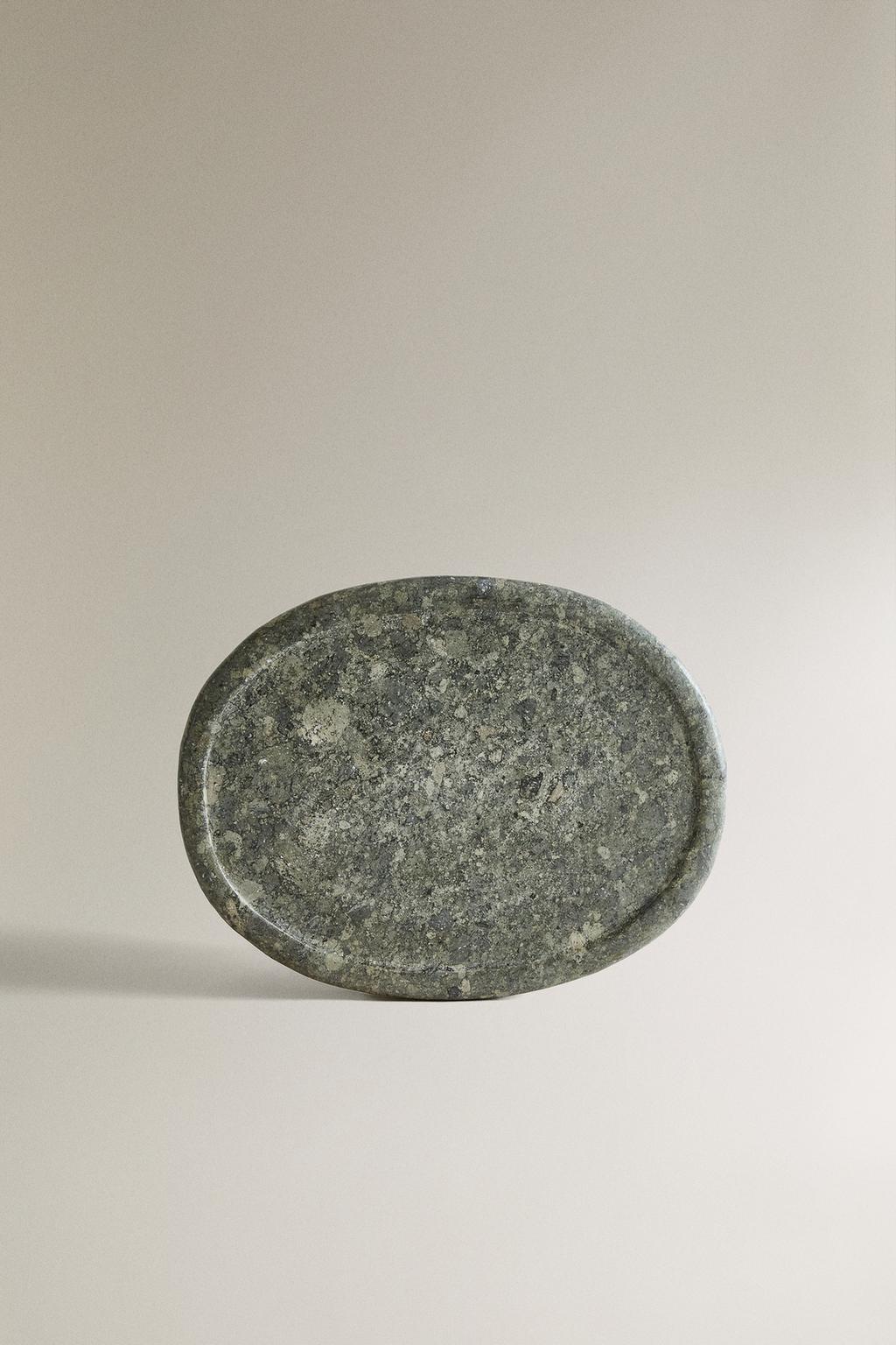 Зеленый мраморный поднос