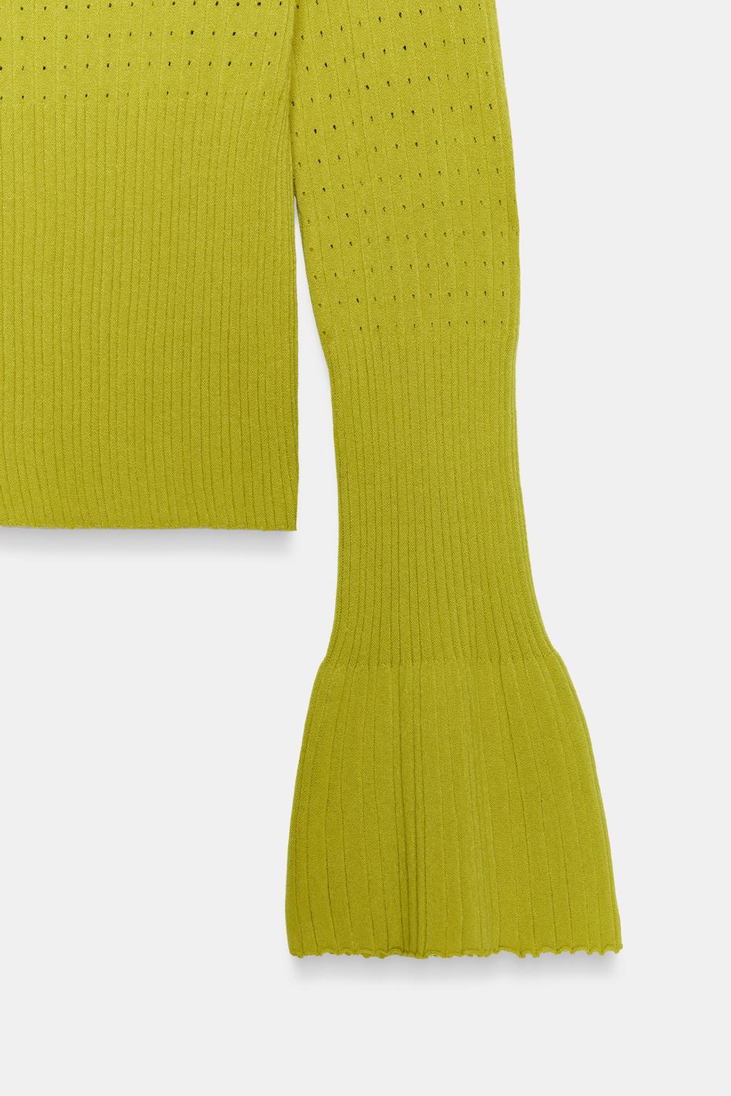 ДЖЕМПЕР ВЯЗАНЫЙ АЖУРНЫЙ С РУКАВАМИ КЛЕШ