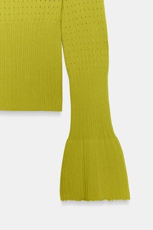 Джемпер вязаный ажурный с рукавами клеш- Заказать в России