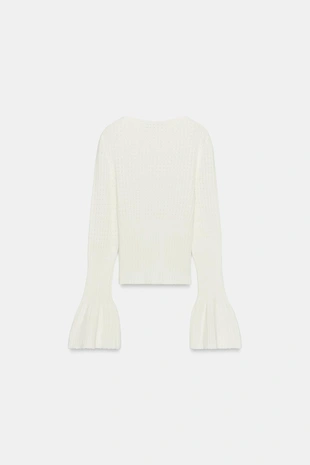 Джерси вязаный кружевной рукав-колокол