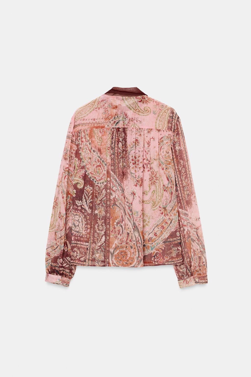 БЛУЗА С ПРИНТОМ И БАНТОМ