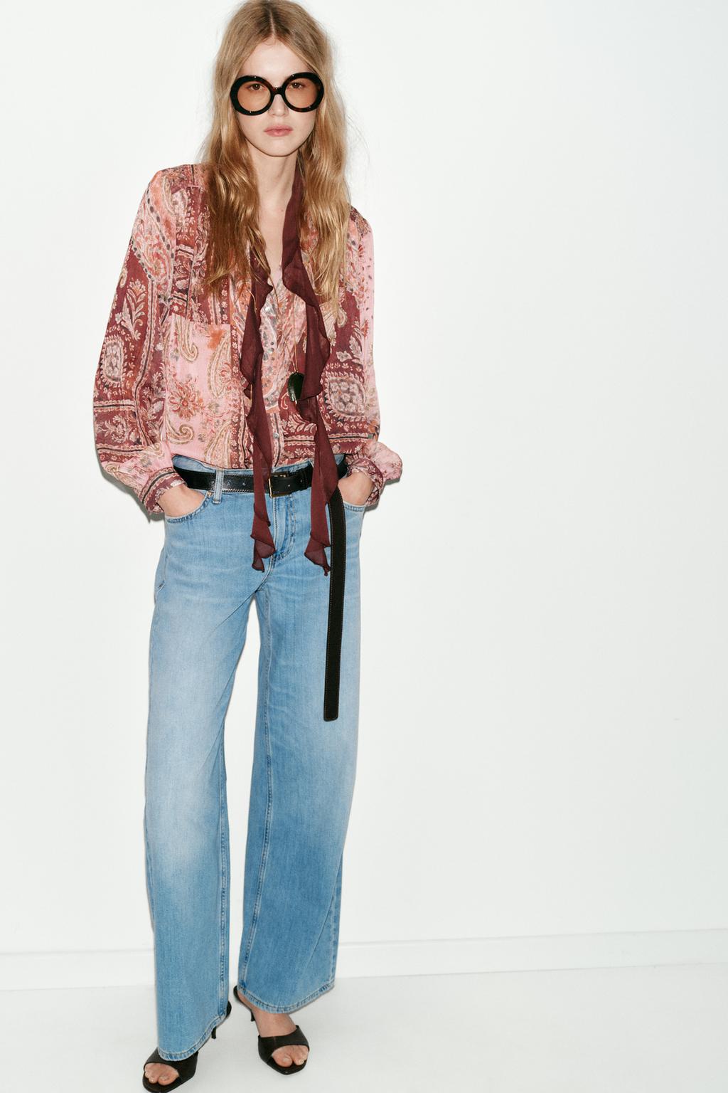 БЛУЗА С ПРИНТОМ И БАНТОМ