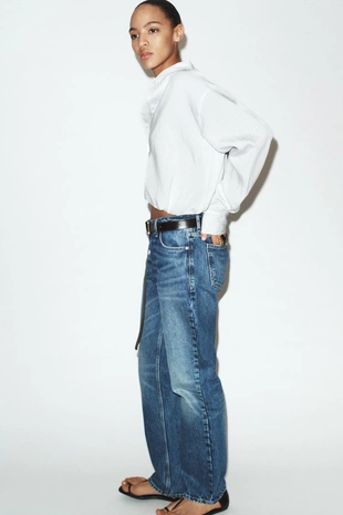 Рубашка из поплина в полоску с рукавами-буфф- Заказать в России