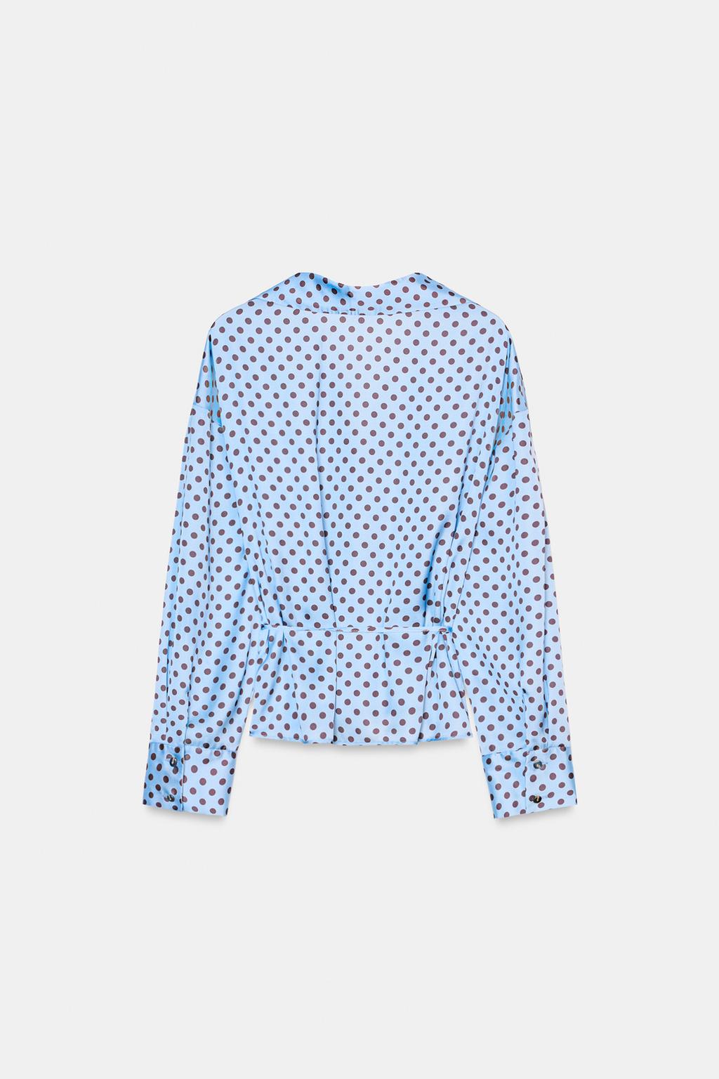 АТЛАСНАЯ РУБАШКА В ГОРОШЕК С РЕМНЕМ