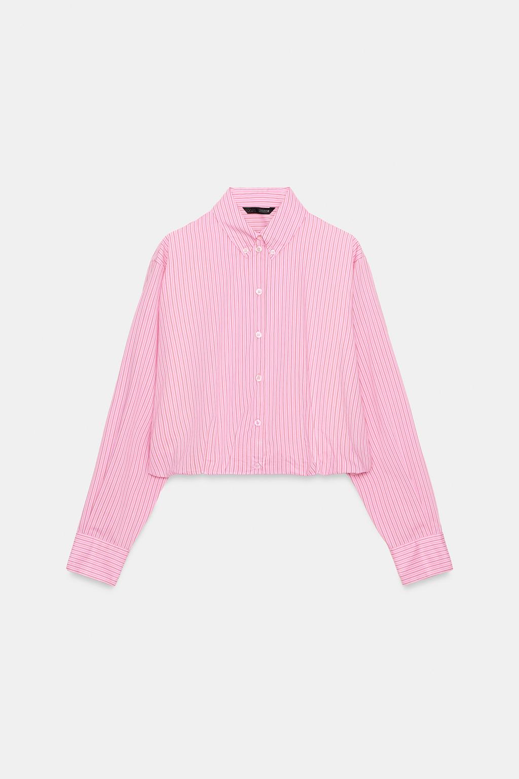 РУБАШКА ИЗ ПОПЛИНА В ПОЛОСКУ С РУКАВАМИ-БУФФ