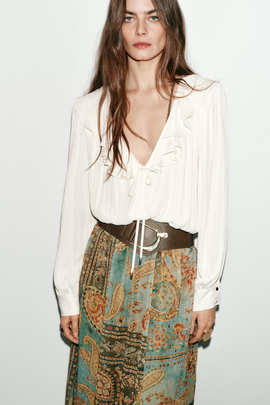 ЮБКА МИДИ С ПРИНТОМ И ПОЯСОМ