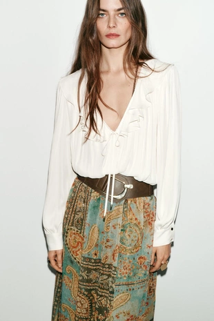 Юбка миди с принтом и поясом- Заказать в России