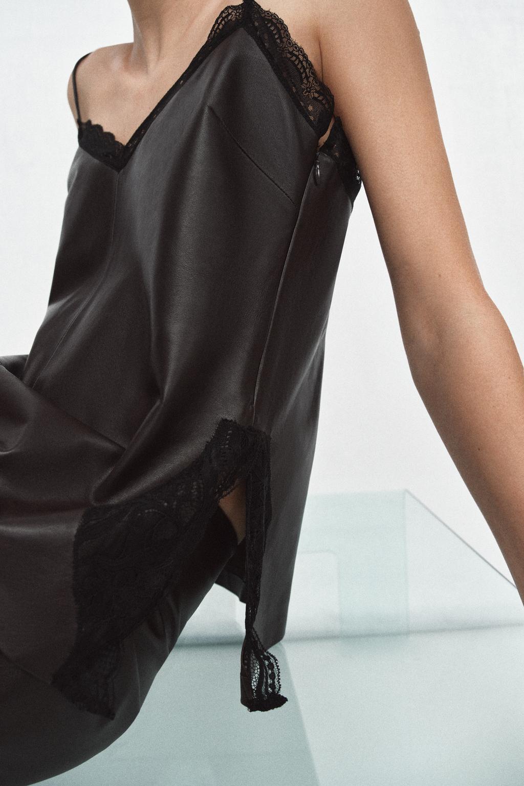 ЮБКА ИЗ 100% КОЖИ С КРУЖЕВОМ — ZW COLLECTION LIMITED EDITION