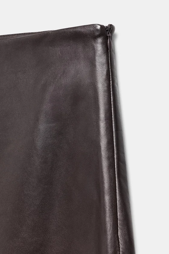 ЮБКА ИЗ 100% КОЖИ С КРУЖЕВОМ — коллекция Zara «ZW» 