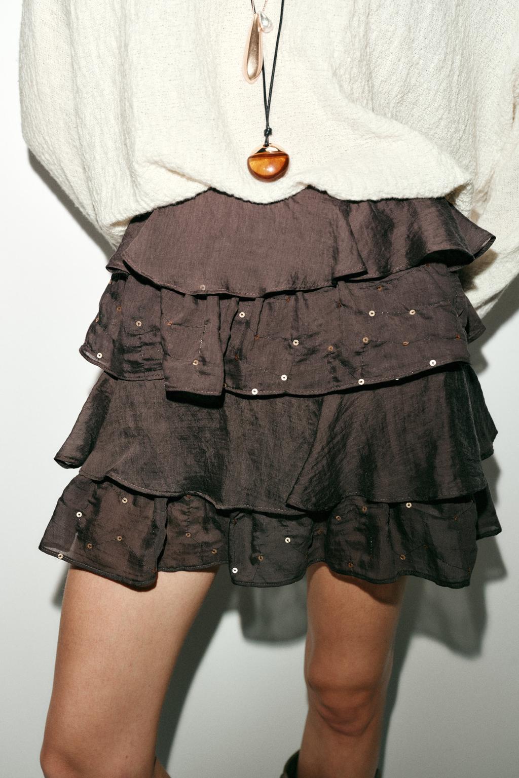 МИНИ-ЮБКА С ВОЛАНАМИ И ПАЙЕТКАМИ