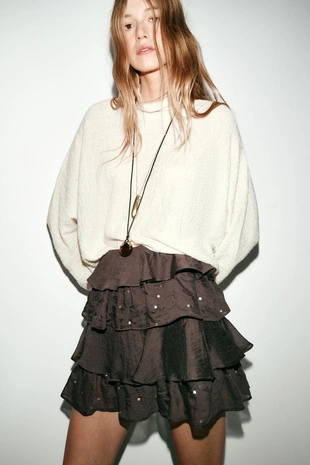 Мини-юбка с воланами и пайетками- Заказать в России