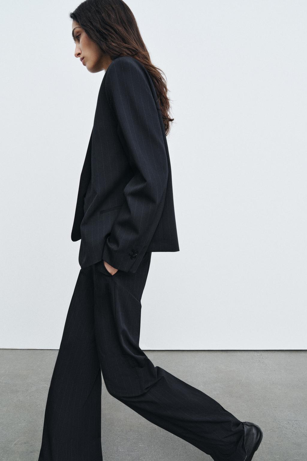 БРЮКИ С ВЫСОКОЙ ПОСАДКОЙ В ПОЛОСКУ — ZW COLLECTION