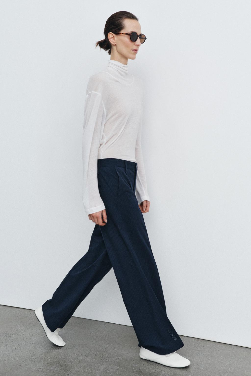 БРЮКИ В ПОЛОСКУ С ПУГОВИЦАМИ — ZW COLLECTION