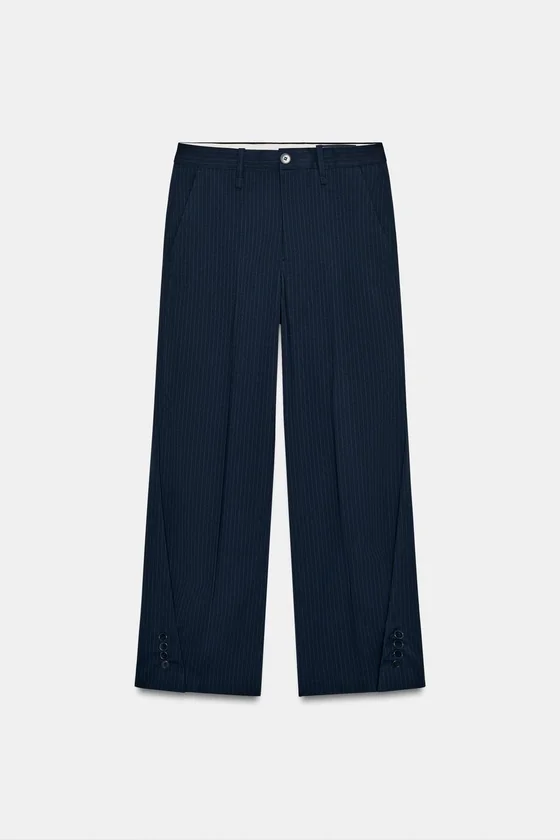 БРЮКИ В ПОЛОСКУ С ПУГОВИЦАМИ — коллекция Zara «ZW»