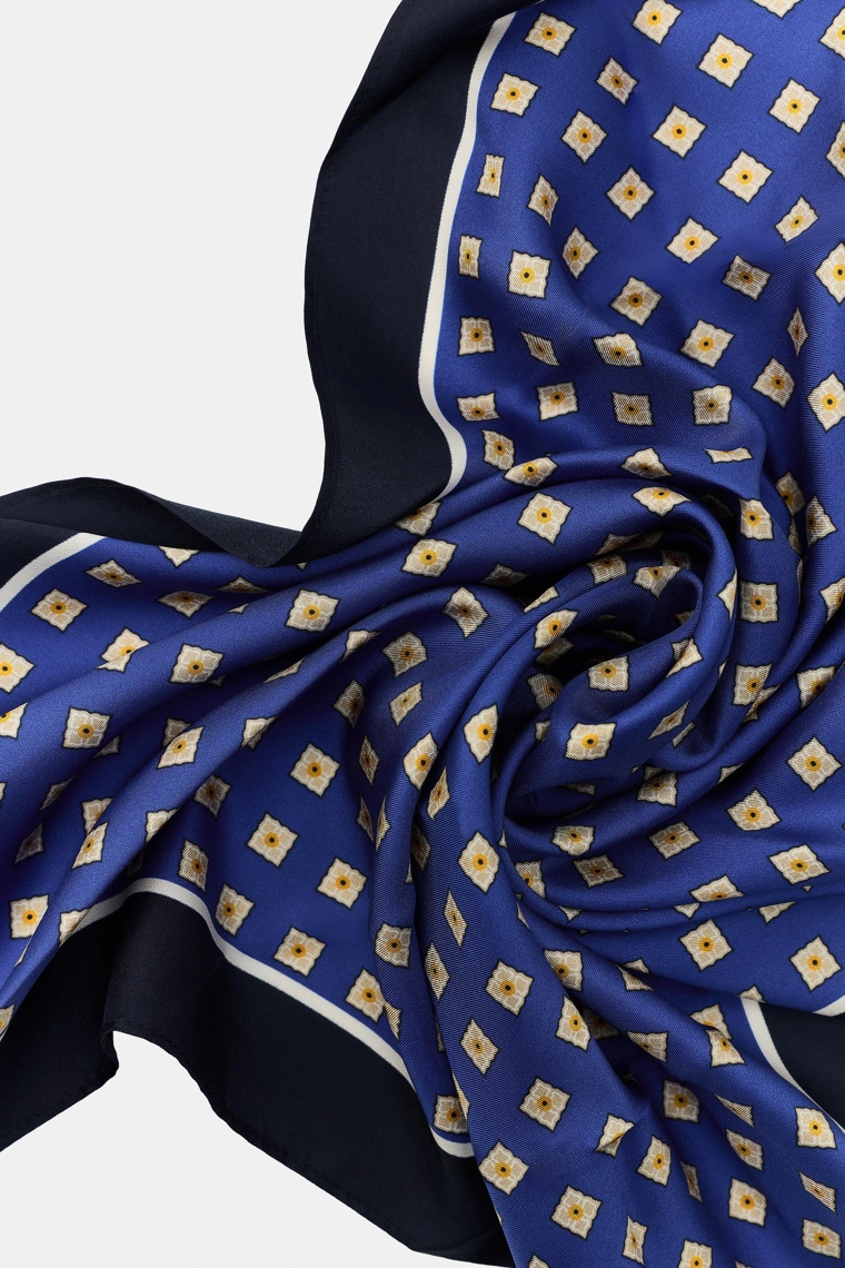 Палантин с полосками и горошком из 100% шелка