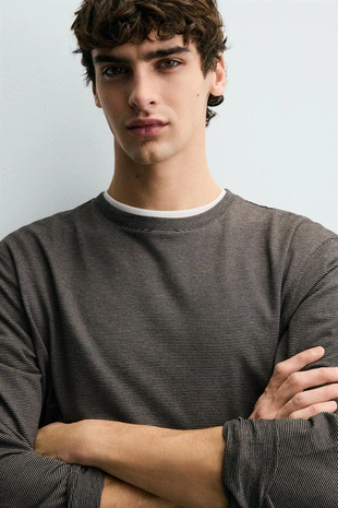 Футболка в полоску с длинными рукавами- Заказать в России