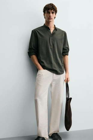 Рубашка с эффектом мятости- Заказать в России