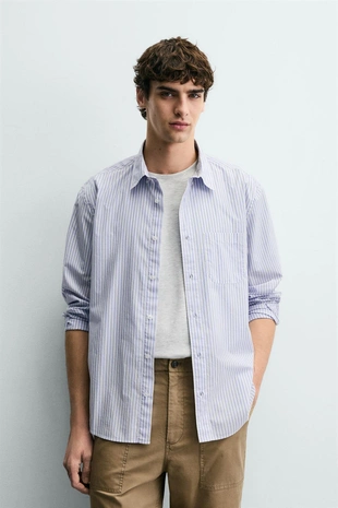 Рубашка в полоску с карманом- Заказать в России