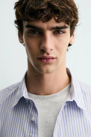 Рубашка в полоску с карманом- Заказать в России