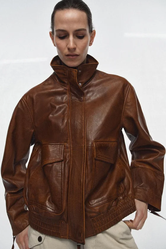 БОМБЕР ИЗ 100% КОЖИ — коллекция Zara «ZW» 