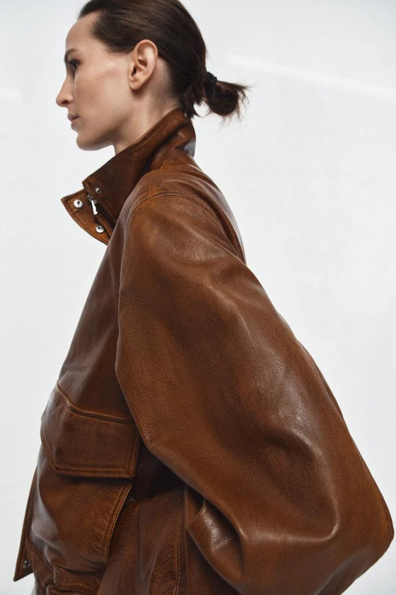 БОМБЕР ИЗ 100% КОЖИ — коллекция Zara «ZW» 