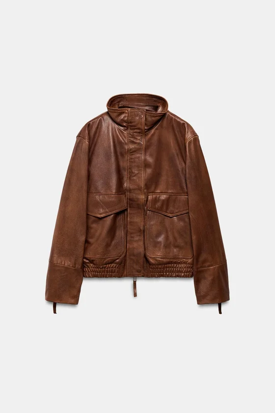 БОМБЕР ИЗ 100% КОЖИ — коллекция Zara «ZW» 