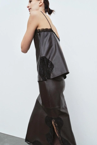 Коллекция ZW: топ из 100% кожи с кружевом — LIMITED EDITION- Заказать в России