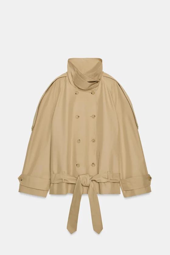 КОРОТКИЙ ТРЕНЧ С ВЫСОКИМ ВОРОТНИКОМ — коллекция Zara «ZW»
