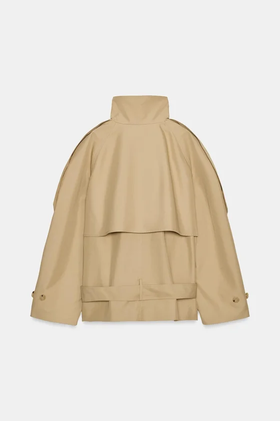 КОРОТКИЙ ТРЕНЧ С ВЫСОКИМ ВОРОТНИКОМ — коллекция Zara «ZW»