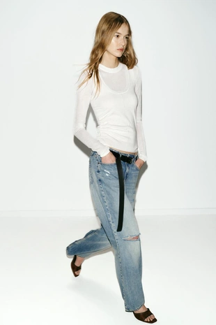 Джинсы Z1975 STRAIGHT с низкой посадкой и разрезами- Заказать в России