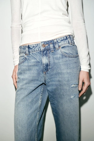 Джинсы Z1975 STRAIGHT с низкой посадкой и разрезами- Заказать в России